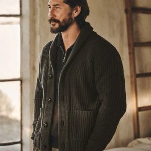 Cardigan à col oversize en laine naturelle