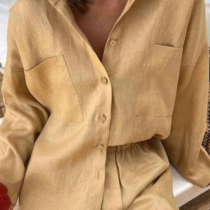 Chemise ample en lave Femme - vêtement été Chemise ample en lin lavé