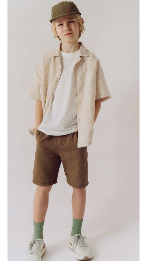 Chemise sans manches à carreaux en coton bio