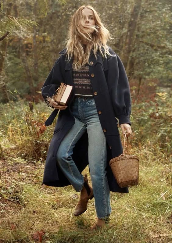 Manteau long en laine bouclée