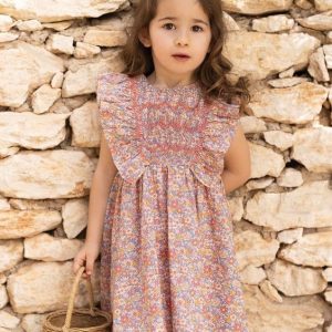 Robe fleurie à volant en coton bio Robe fleurie à volant en coton bio