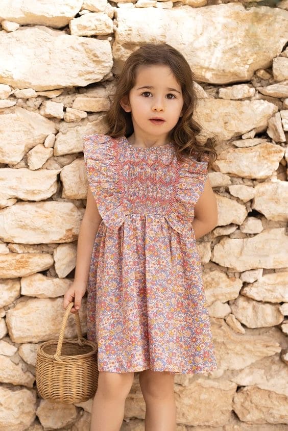 Robe fleurie à volant en coton bio